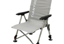 Fishing chair, all terrain ice fishing chair, adjustable feet, mesh back folding camping chair with shoulder straps, heavy-duty support fishing chair